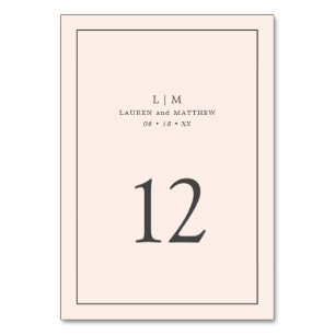 Numéro De Table Lauren Blush Pink Monogramme Mariage élégant