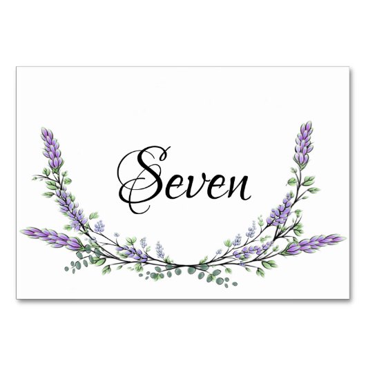 Numéro De Table Lavande et Eucalyptus aquarelle tableau sept (Devant)