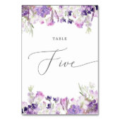 Numéro De Table Lavande fleurie Cinq Numéro de tableau (Dos)