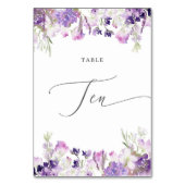 Numéro De Table Lavande florale Dix Numéro de tableau (Dos)
