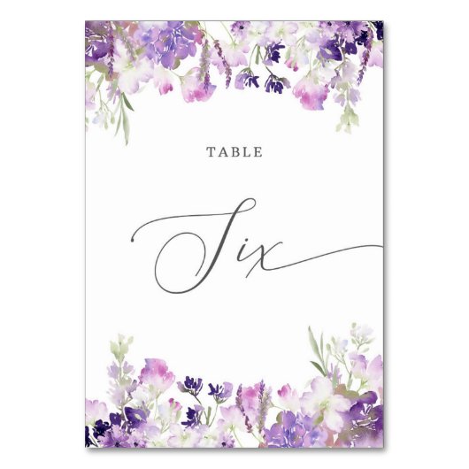 Numéro De Table Lavande florale Numéro de six tables (Dos)