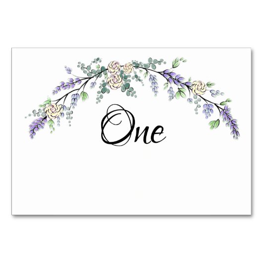 Numéro De Table Lavande Rose Ivoire et Eucalyptus (Devant)