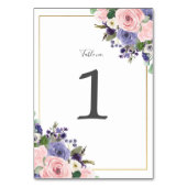 Numéro De Table Lavande vierge violet Mariage de verdure Florale (Dos)
