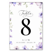Numéro De Table Lavande Violet Floral Script Monogramme Mariage (Dos)
