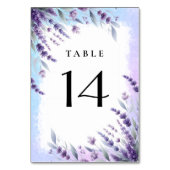 Numéro De Table Lavandes Et Bleu Élégant Aquarelle Florale (Dos)