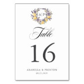 Numéro De Table Lavender Lemon Monogram Floral Crest Mariage (Dos)