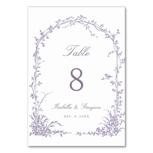 Numéro De Table Lavender Romantic Botanical Arch Garden Wedding (Par défaut)
