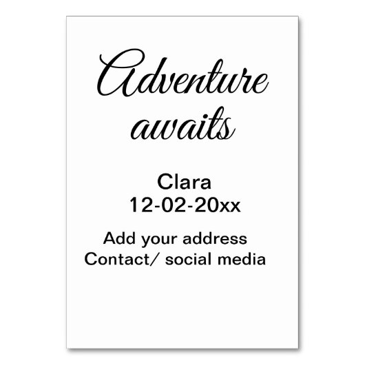 Numéro De Table L'aventure commence ajouter nom date année lieu (Par défaut)