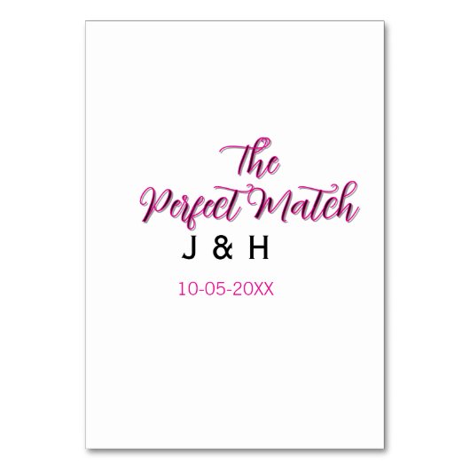 Numéro De Table Le parfait match rose noir nom date mariage cou (Par défaut)