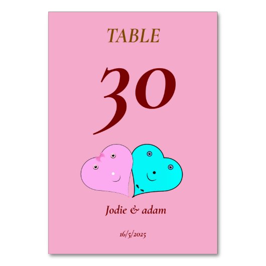 Numéro De Table les coeurs de m. & mrs (Par défaut)