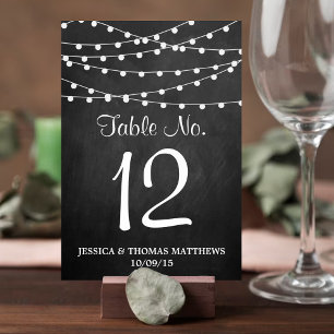 Numéro De Table Les Lumières De Chaîne Sur La Collection De Mariag
