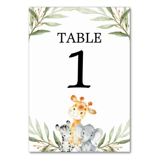 Numéro De Table Les mignons animaux safari bébé numéros de tableau (Dos)