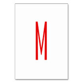 Numéro De Table Lettre initiale Monogramme Style moderne Rouge Bla (Dos)