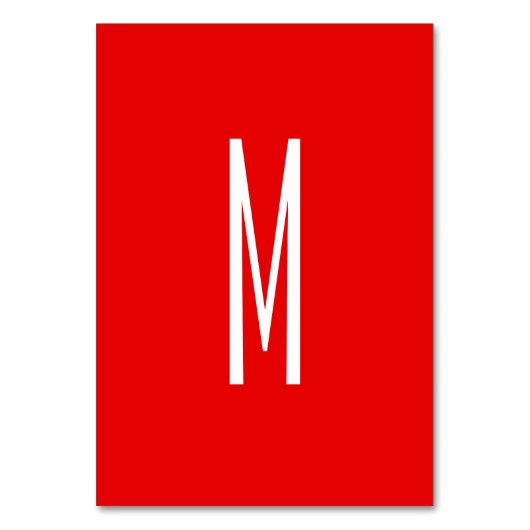 Numéro De Table Lettre initiale Monogramme Style moderne Rouge Bla (Par défaut)