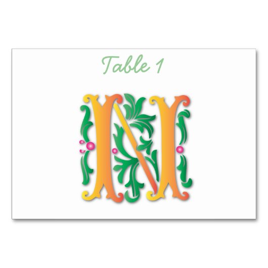 Numéro De Table Lettre N Monogramme Fleur de lis (Devant)