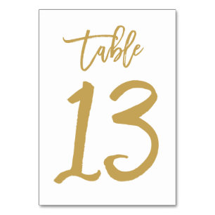 Numéro de table lettres main chic or   Tableau 13