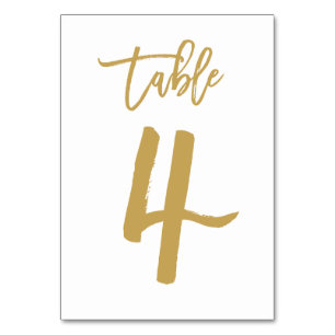 Numéro de table lettres main chic or Tableau 4