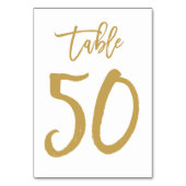 Numéro de table lettres main chic or | Tableau 50 (Dos)