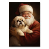Numéro De Table Lhasa Apso avec le Père Noël Noël Festif (Dos)