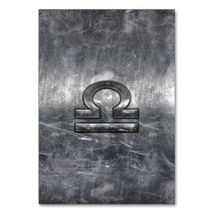 Numéro De Table Libra Zodiac Connexion argenté grunge style acier