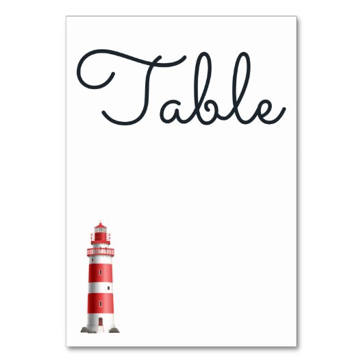 Numéro De Table Lighthouse Beach Rouge Blanc Mariage nautique (Par défaut)