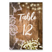 Numéro De Table Lights Lace & Baby's Breath Wood Table Mariage (Par défaut)