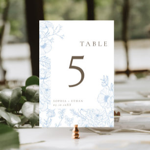 Numéro De Table Ligne à double face Art Mariage bleu français