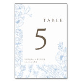Numéro De Table Ligne à double face Art Mariage bleu français (Dos)