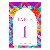 Numéro De Table Lignes rétro Mariage d'été Fuchsia Tropical (Dos)