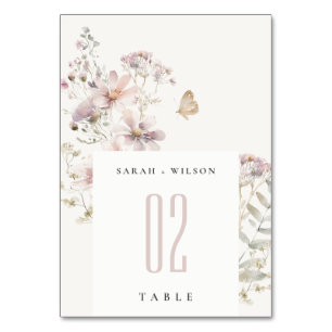 Numéro De Table Lilac Fleur sauvage Fern Botanique Aquarelle Maria