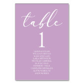 Numéro De Table Lilac Minimalist Elegant Classic Basic Wedding (Dos)