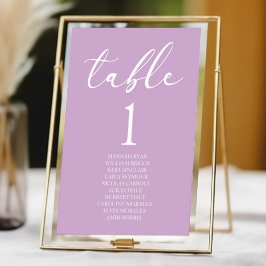 Numéro De Table Lilac Minimalist Elegant Classic Basic Wedding