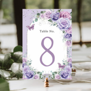 Numéro De Table Lilac Purple Lavande Florale Anniversaire Quincean