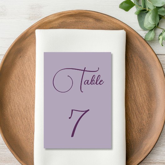 Numéro De Table lilas minimaliste