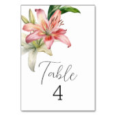 Numéro De Table Lilies Roses et Blanches Romantiques (Dos)