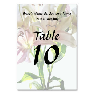 Numéro De Table Liliums Rose Pâle Rétroéclairés