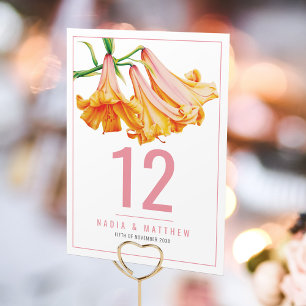 Numéro De Table Lily bell orangé art mariage