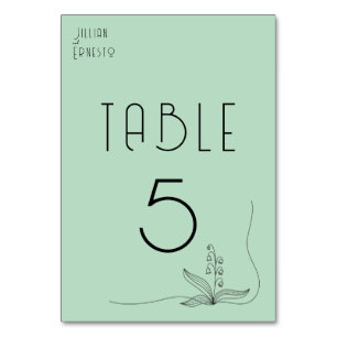 Numéro De Table Lily de Vallée avec des fougères Vert doux 2 cô