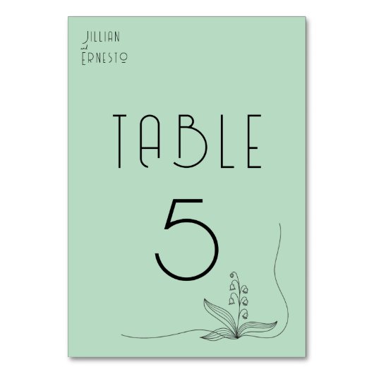 Numéro De Table Lily de Vallée avec des fougères || Vert doux 2 cô (Par défaut)