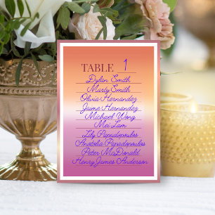 Numéro De Table Liste des invités avec dégradé du drapeau de fiert