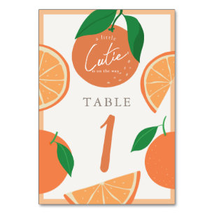 Numéro De Table Little Cutie Baby shower moderne orange