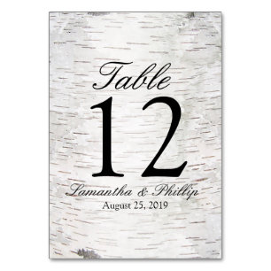 Numéro De Table Livre blanc Mariage de bouleau écorce de bois rust