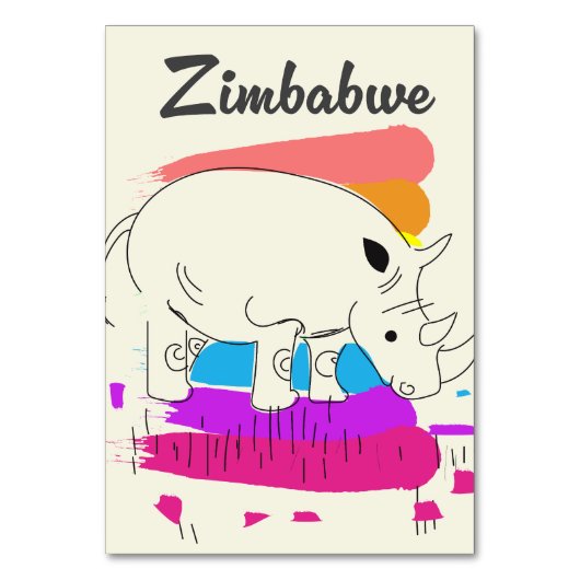 Numéro De Table Logo de voyage rétro du Zimbabwe (Par défaut)