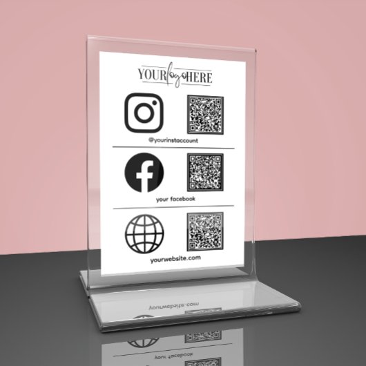 Numéro De Table Logo personnalisé Business Social Media Sign Table