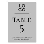 Numéro De Table Logo personnalisé gris Événement d'entreprise (Dos)