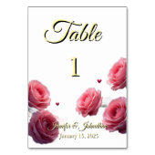Numéro De Table Love is in Bloom Pink Roses Simple Wedding (Dos)