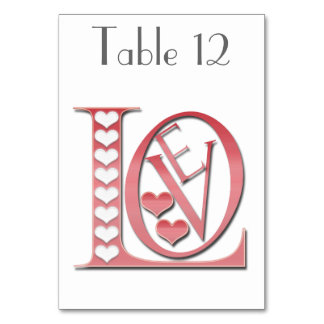 Numéro De Table Love Letters With Hearts par Shirley Taylor