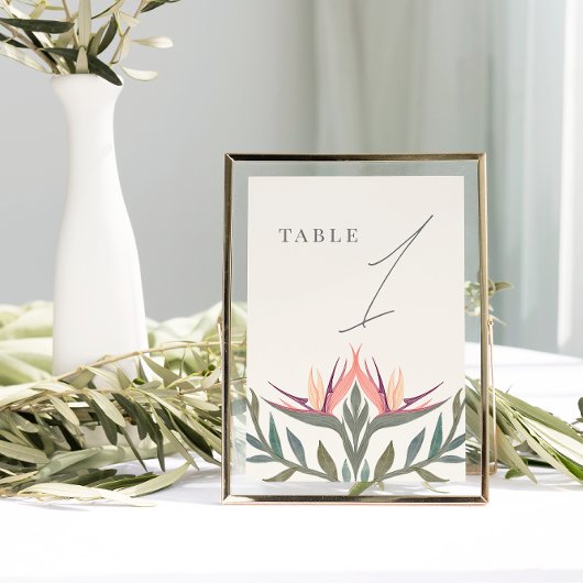 Numéro De Table Lovebirds in Paradise Table Numéro & Hashtag Card