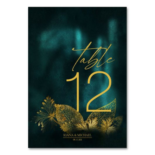 Numéro De Table Lumière de la Lune Mariage Emerald Green ID881 (Dos)