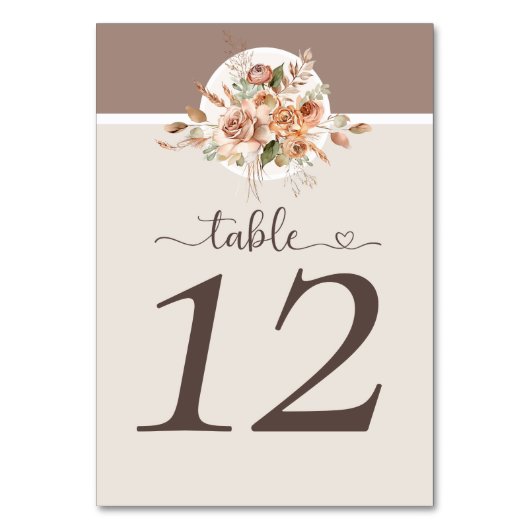 Numéro De Table Lumière Terre Tone Floral Russe Boho Mariage (Par défaut)